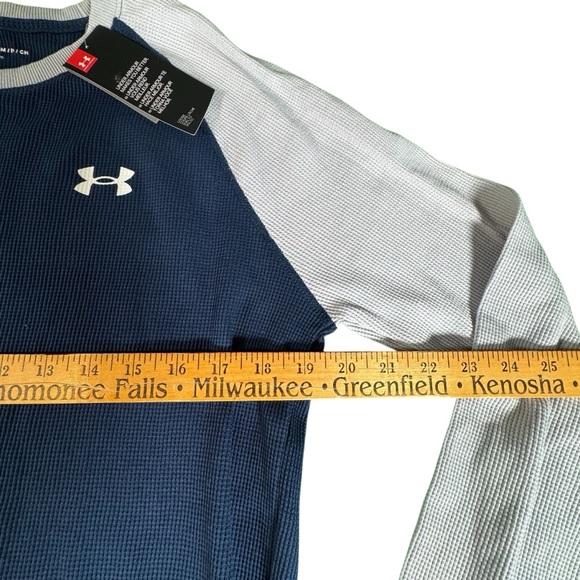 Under Armour Men’s Thermal Long Sleeve Shirt Blue Raglan Size Small NWT - Picture 5 of 8